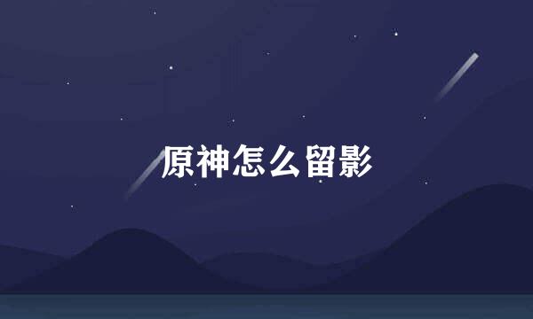 原神怎么留影