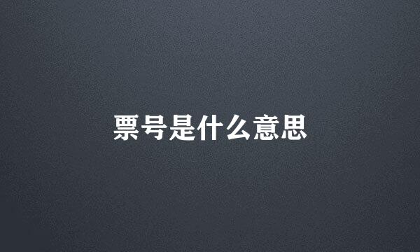 票号是什么意思