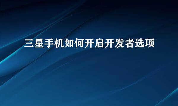 三星手机如何开启开发者选项
