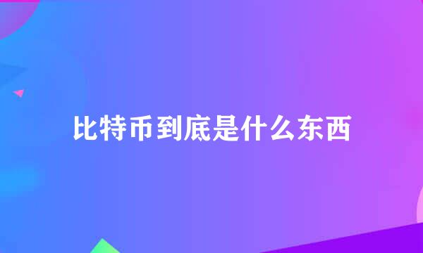 比特币到底是什么东西