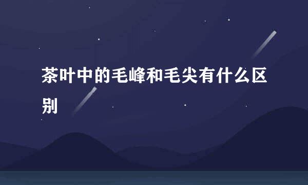 茶叶中的毛峰和毛尖有什么区别