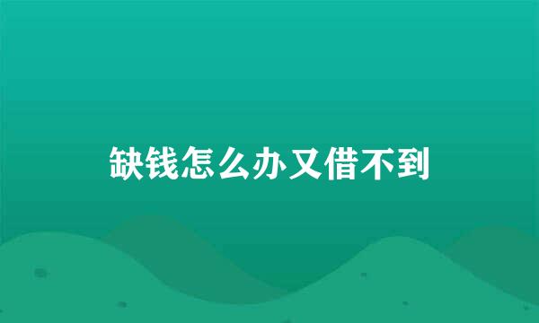 缺钱怎么办又借不到