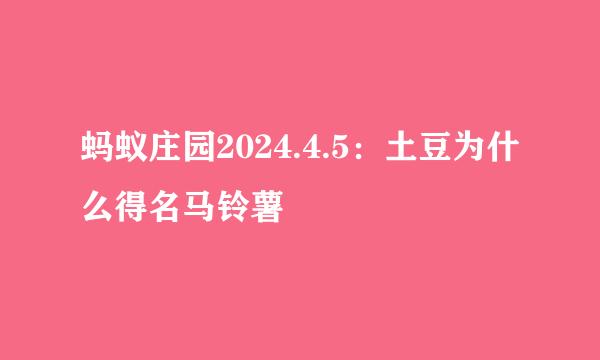 蚂蚁庄园2024.4.5：土豆为什么得名马铃薯