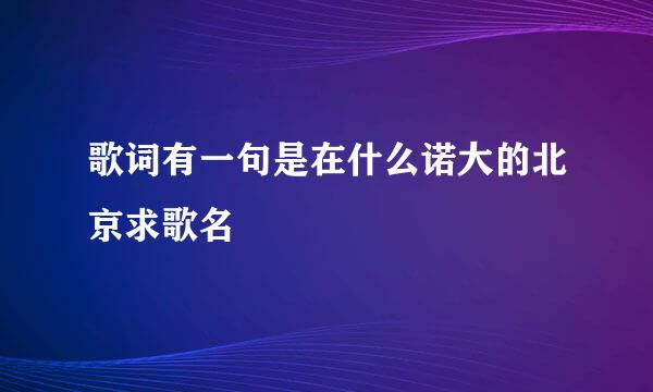 歌词有一句是在什么诺大的北京求歌名