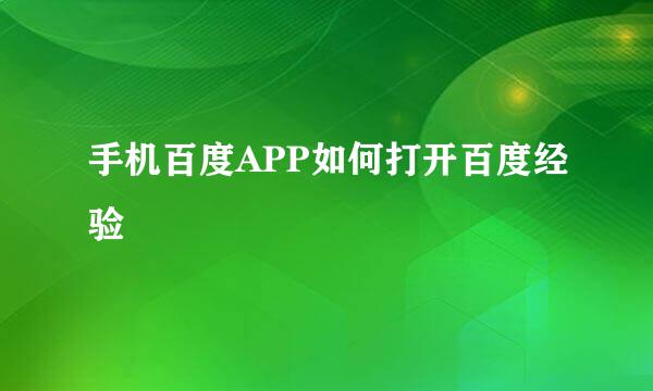 手机百度APP如何打开百度经验