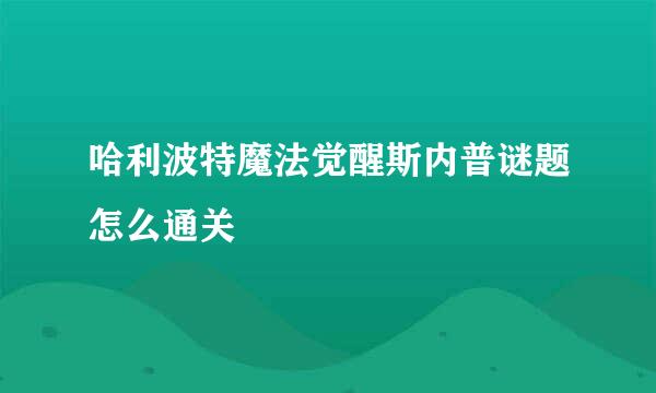 哈利波特魔法觉醒斯内普谜题怎么通关