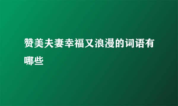 赞美夫妻幸福又浪漫的词语有哪些