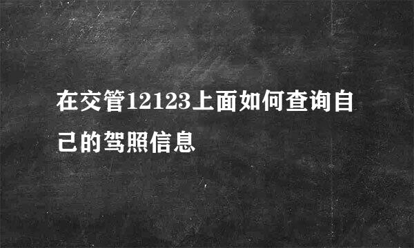 在交管12123上面如何查询自己的驾照信息