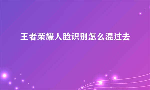 王者荣耀人脸识别怎么混过去