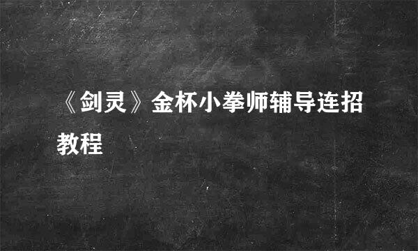 《剑灵》金杯小拳师辅导连招教程