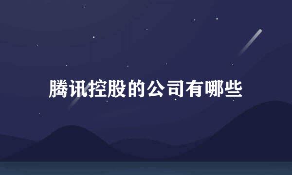 腾讯控股的公司有哪些