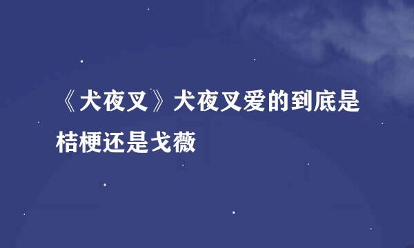 《犬夜叉》犬夜叉爱的到底是桔梗还是戈薇