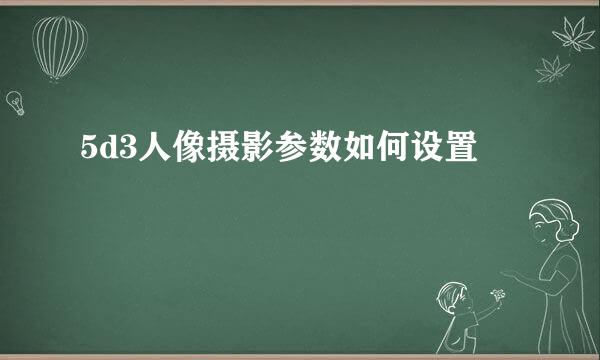 5d3人像摄影参数如何设置