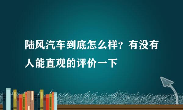 陆风汽车到底怎么样？有没有人能直观的评价一下