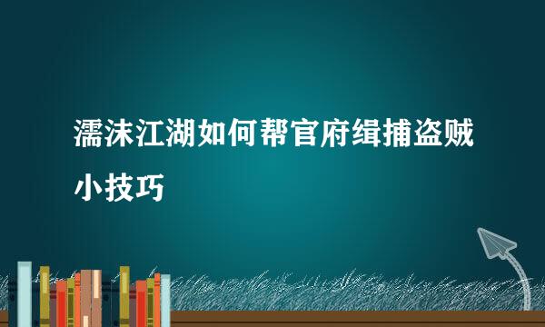 濡沫江湖如何帮官府缉捕盗贼小技巧