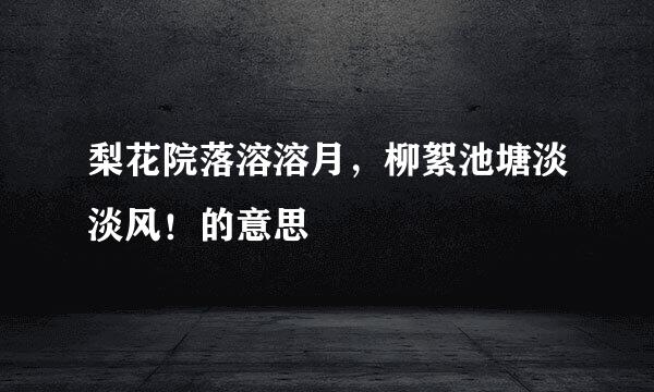 梨花院落溶溶月，柳絮池塘淡淡风！的意思