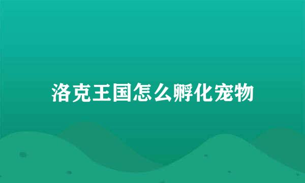 洛克王国怎么孵化宠物