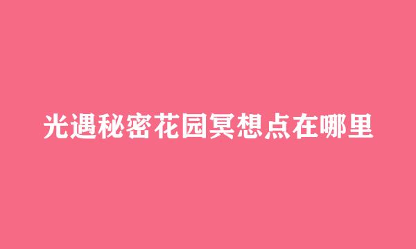 光遇秘密花园冥想点在哪里
