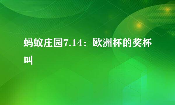 蚂蚁庄园7.14：欧洲杯的奖杯叫