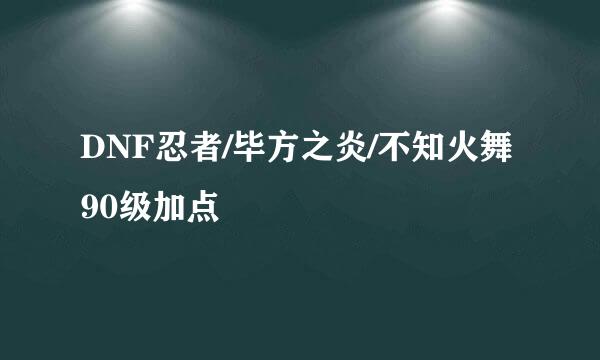 DNF忍者/毕方之炎/不知火舞90级加点