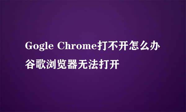 Gogle Chrome打不开怎么办 谷歌浏览器无法打开