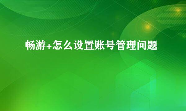 畅游+怎么设置账号管理问题