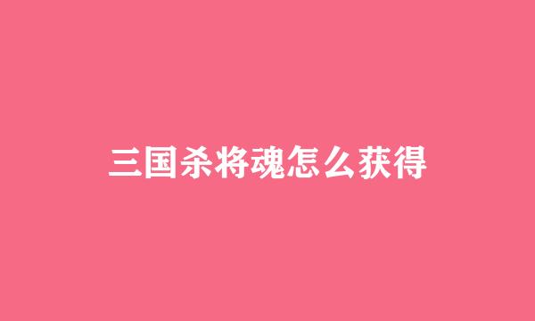 三国杀将魂怎么获得