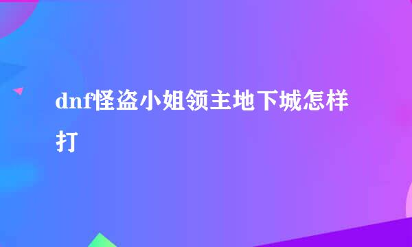 dnf怪盗小姐领主地下城怎样打