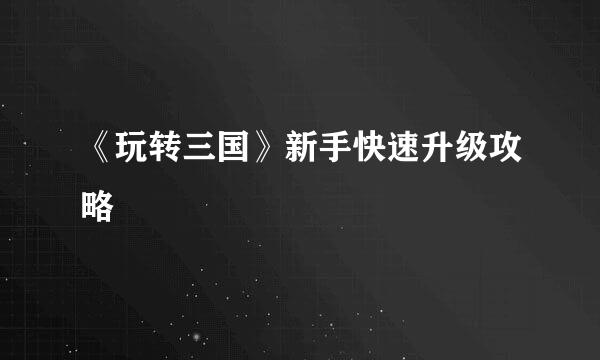 《玩转三国》新手快速升级攻略
