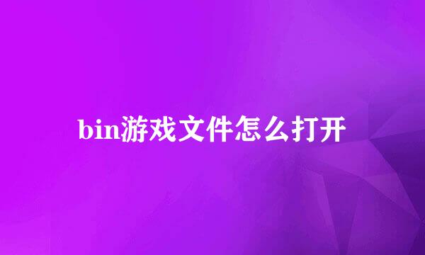 bin游戏文件怎么打开