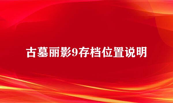 古墓丽影9存档位置说明