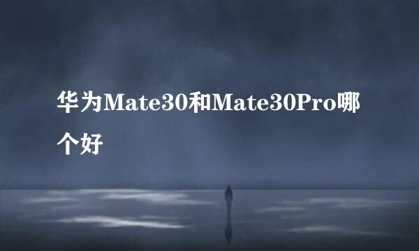 华为Mate30和Mate30Pro哪个好