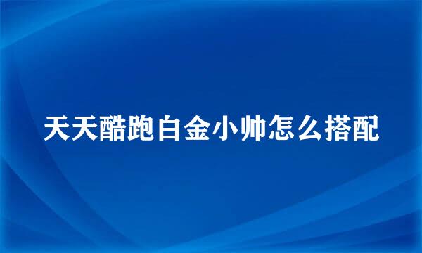 天天酷跑白金小帅怎么搭配