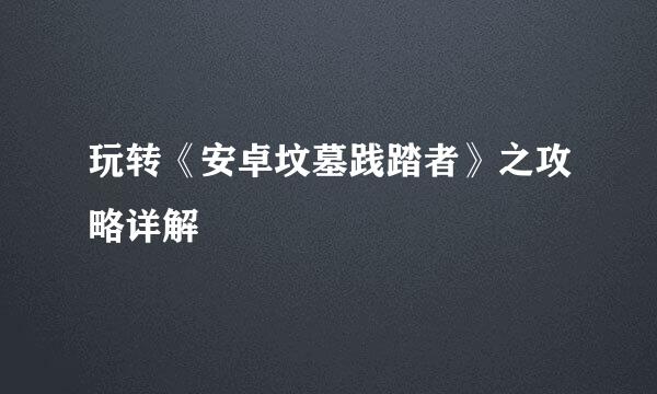 玩转《安卓坟墓践踏者》之攻略详解