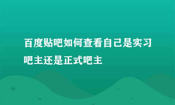 百度贴吧如何查看自己是实习吧主还是正式吧主