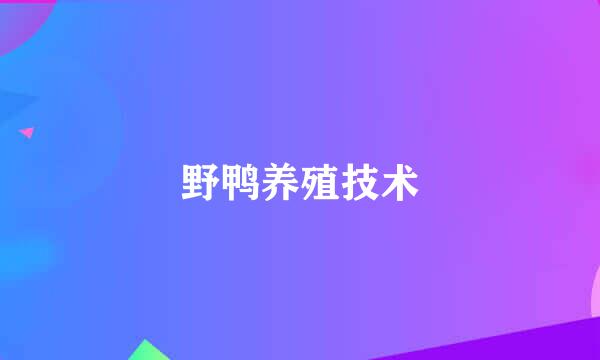 野鸭养殖技术