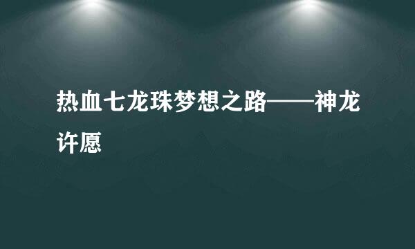 热血七龙珠梦想之路——神龙许愿
