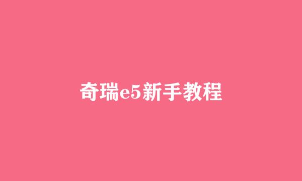 奇瑞e5新手教程