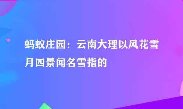 蚂蚁庄园：云南大理以风花雪月四景闻名雪指的