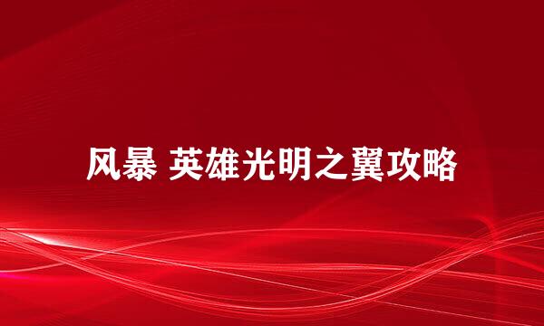 风暴 英雄光明之翼攻略