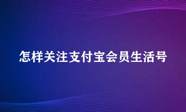怎样关注支付宝会员生活号