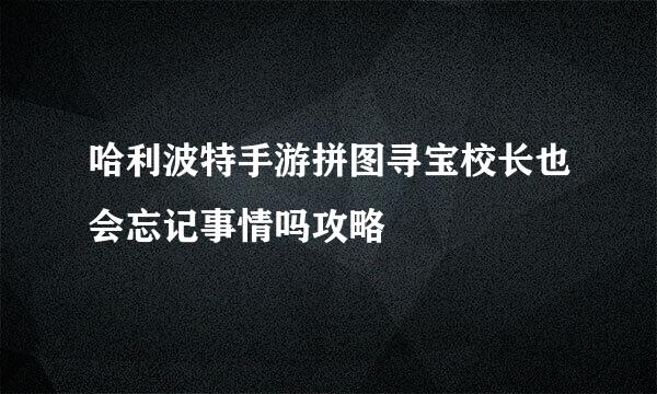 哈利波特手游拼图寻宝校长也会忘记事情吗攻略