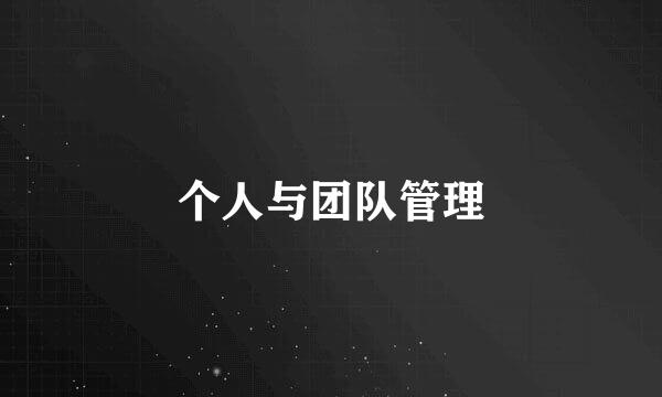 个人与团队管理