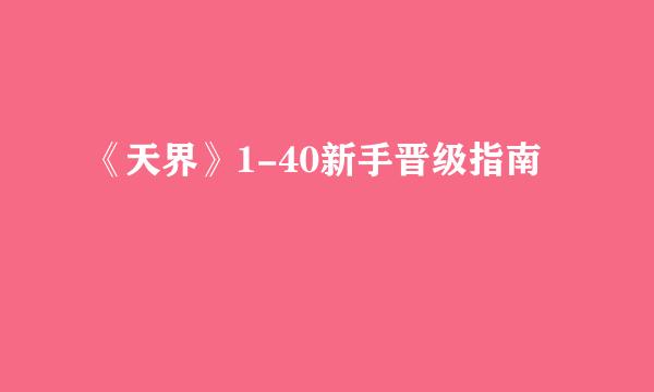 《天界》1-40新手晋级指南