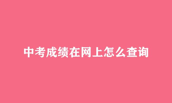 中考成绩在网上怎么查询