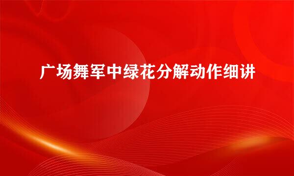 广场舞军中绿花分解动作细讲