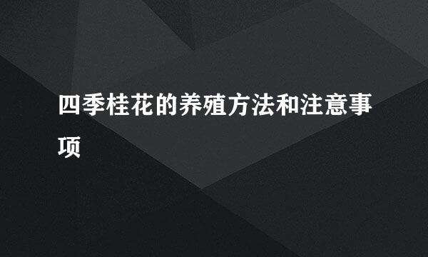 四季桂花的养殖方法和注意事项