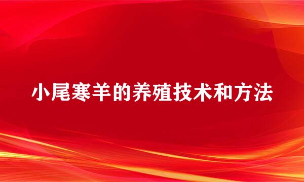 小尾寒羊的养殖技术和方法
