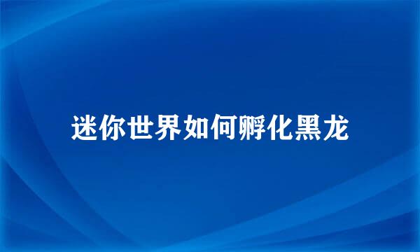 迷你世界如何孵化黑龙
