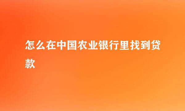 怎么在中国农业银行里找到贷款